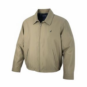 Blouson Bomber Homme Nautica - Cuir épais Marron Avec Capuche - Taille 46 - Vintage Occasion Bon état